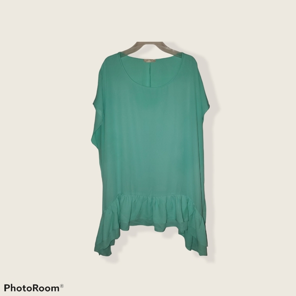 Wishlist Tops - WISHLIST Sleevless Flounce Bottom Top Sea Foam Green S/M (EUC)